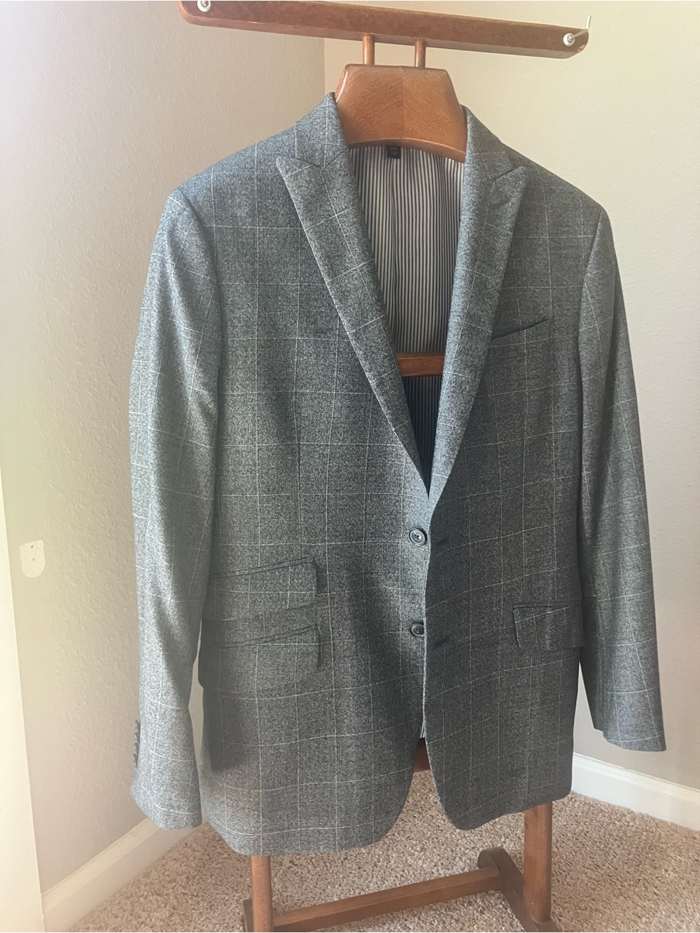 Banana Republic Gray Windowpane Italian Wool Suit